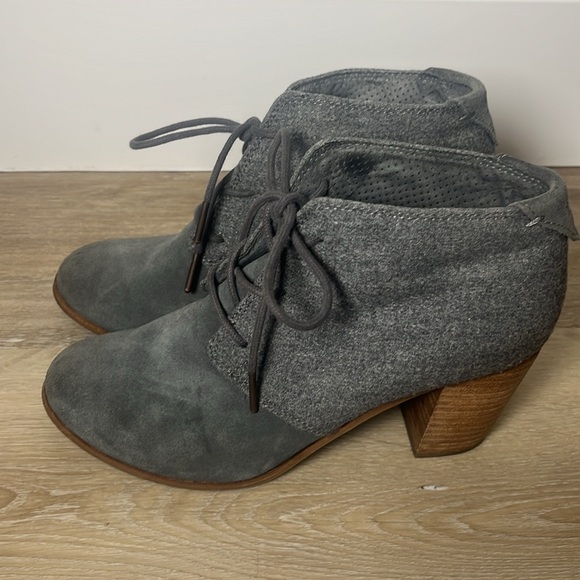 TOMS Lunata Gray Ankle Booties Sz 8 - Picture 4 of 8